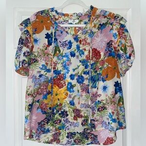 Entro Floral Puff Sleeve Blouse Cottagecore Boho Top Size Women’s Size Medium